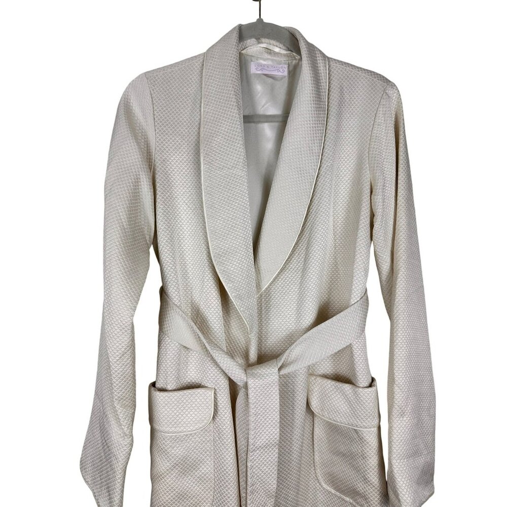 Lord & Taylor Silky Blend Long Robe Women's Size Small Beige Belted Nightgown - Picture 2 of 13